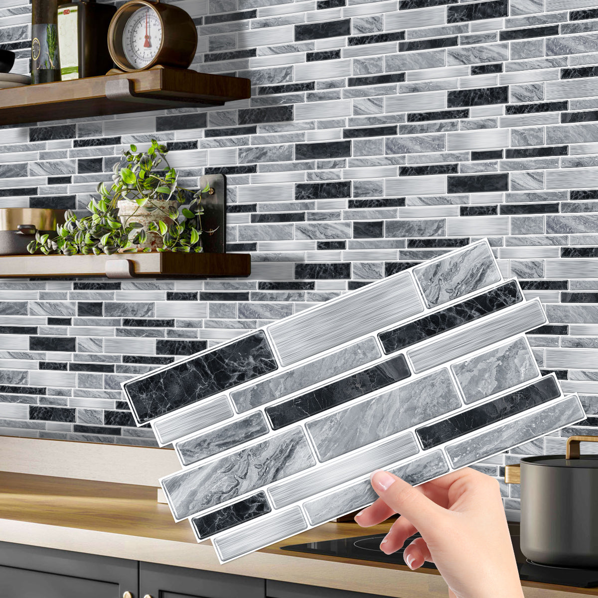 Modern Style Special-shaped Marble Pattern Effect PVC Sticker Peeling Sticker Wallpaper Waterproof And Oil Resistant