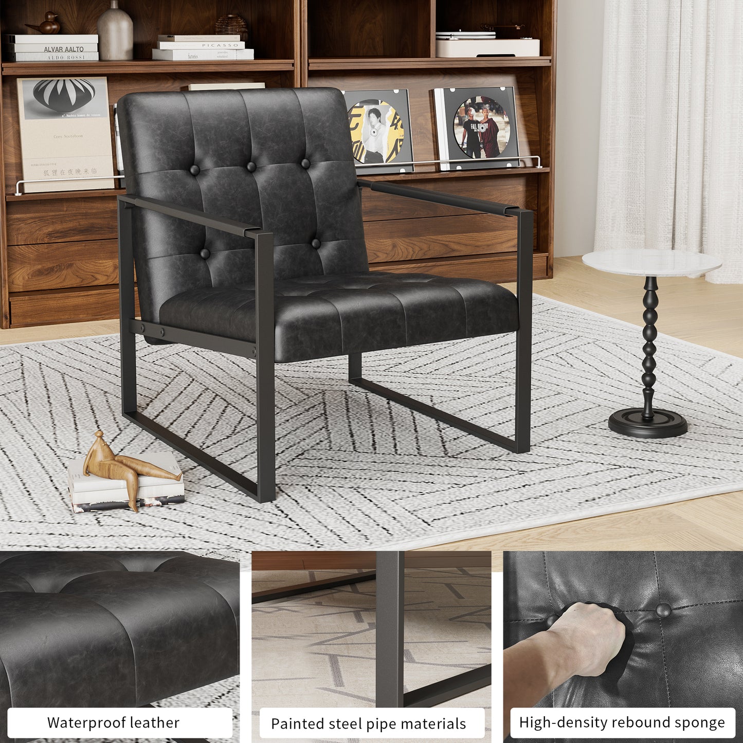 Accent Chair Modern Upholstered Accent Chair, Linen Sofa Chair For Bedroom, Living Room, Office