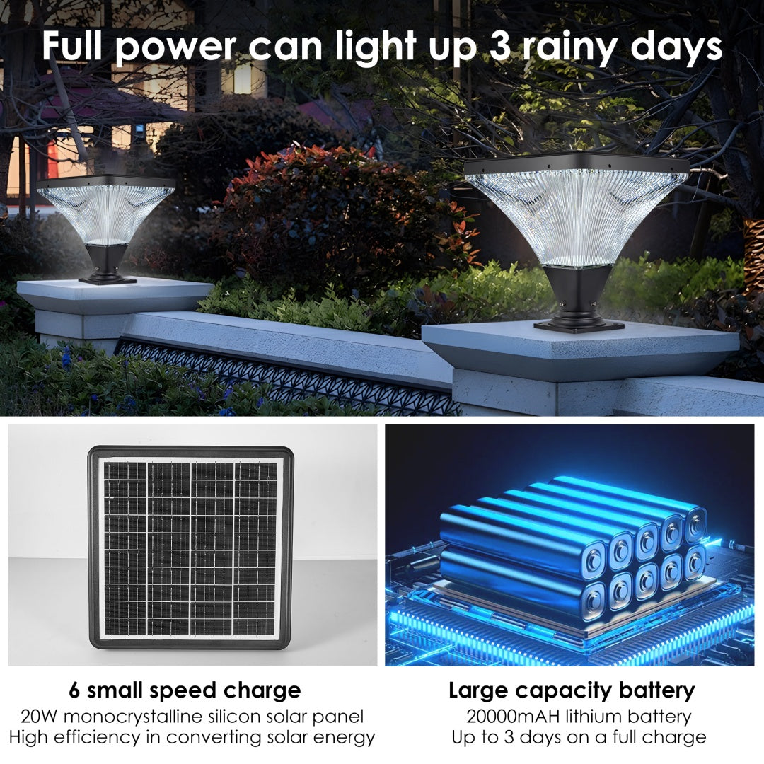 15in  Black Outdoor Post Light - LED With Remote Control, Dimmable, Timer Function, Weatherproof For Yard, Garden, Pathway 1-Pack