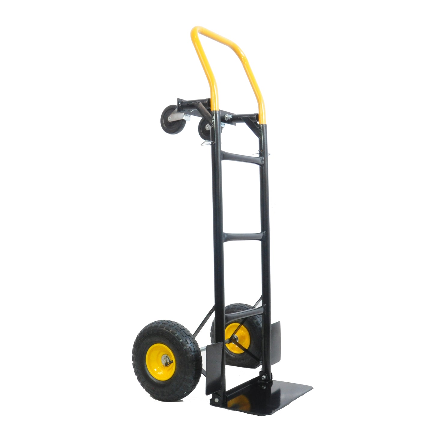 HT1006BK-YL   Hand Truck Dual Purpose 2 Wheel Dolly Cart And 4 Wheel Push Cart With Swivel Wheels 330 Lbs Capacity Heavy Duty Platform Cart For Moving Warehouse Garden Grocery