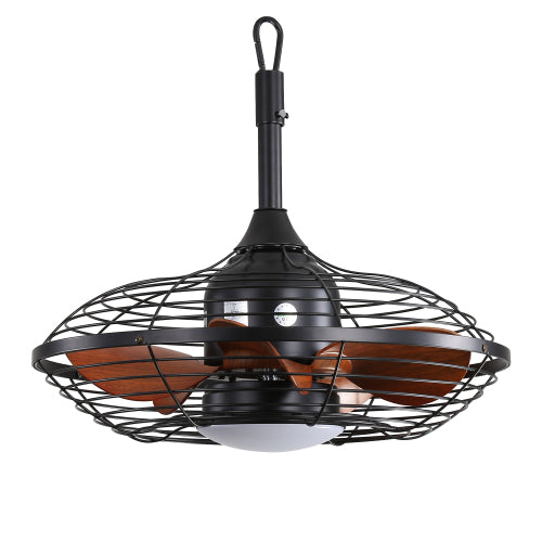20 Inch Downrod Mount Ceiling Fan LED 18W 3CCT 5 ABS Blades DC Motor With Hanging And Hook For Outside Patios Pergola
