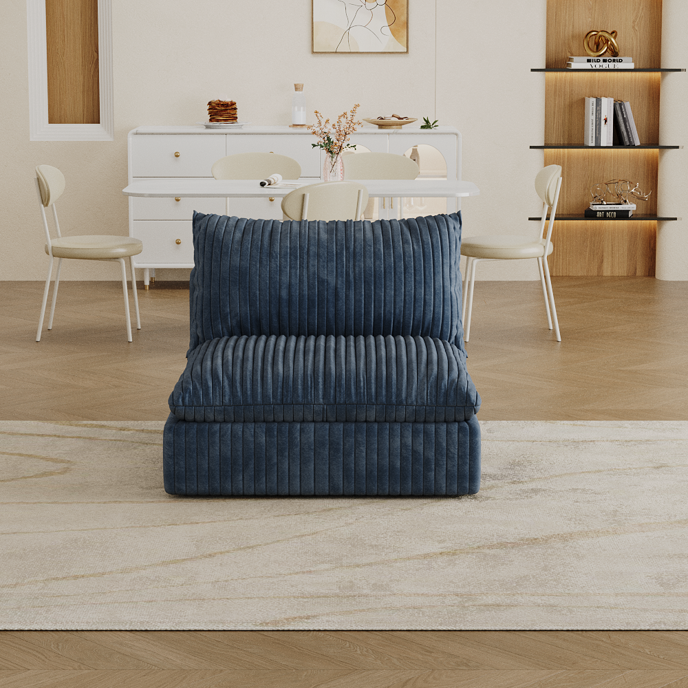 Cloud Sofa,Corduroy Fabric,Deep Seat Couches,Double-layer Design,Removable  Cushion,No Assembly, DIY Combination For Living Room, Bedroom,Conference Room ,Apartment,Blue