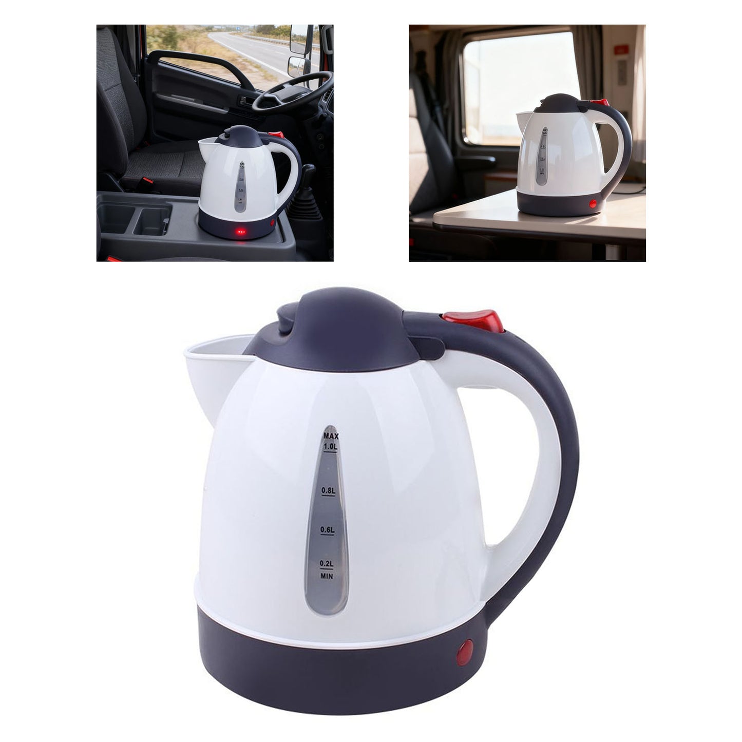 Portable Car Electric Kettle 1000ml Road Trip Travel Cigar Lighter Car Truck Heated Water Tea Coffee Kettle Auto Shut Off