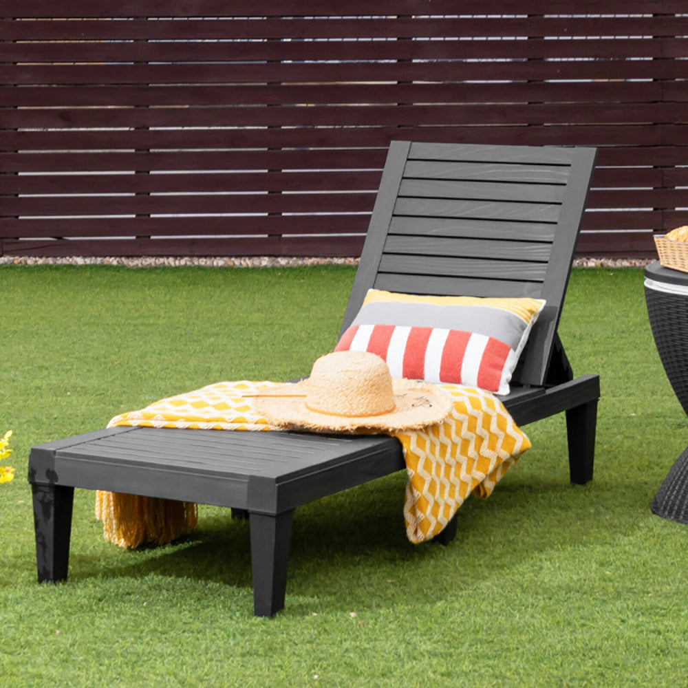 Outdoor Chaise Lounge Chair With 5 Positions Adjustable Backrest For Using In Your Patio, Garden, Backyard, Poolside, Etc