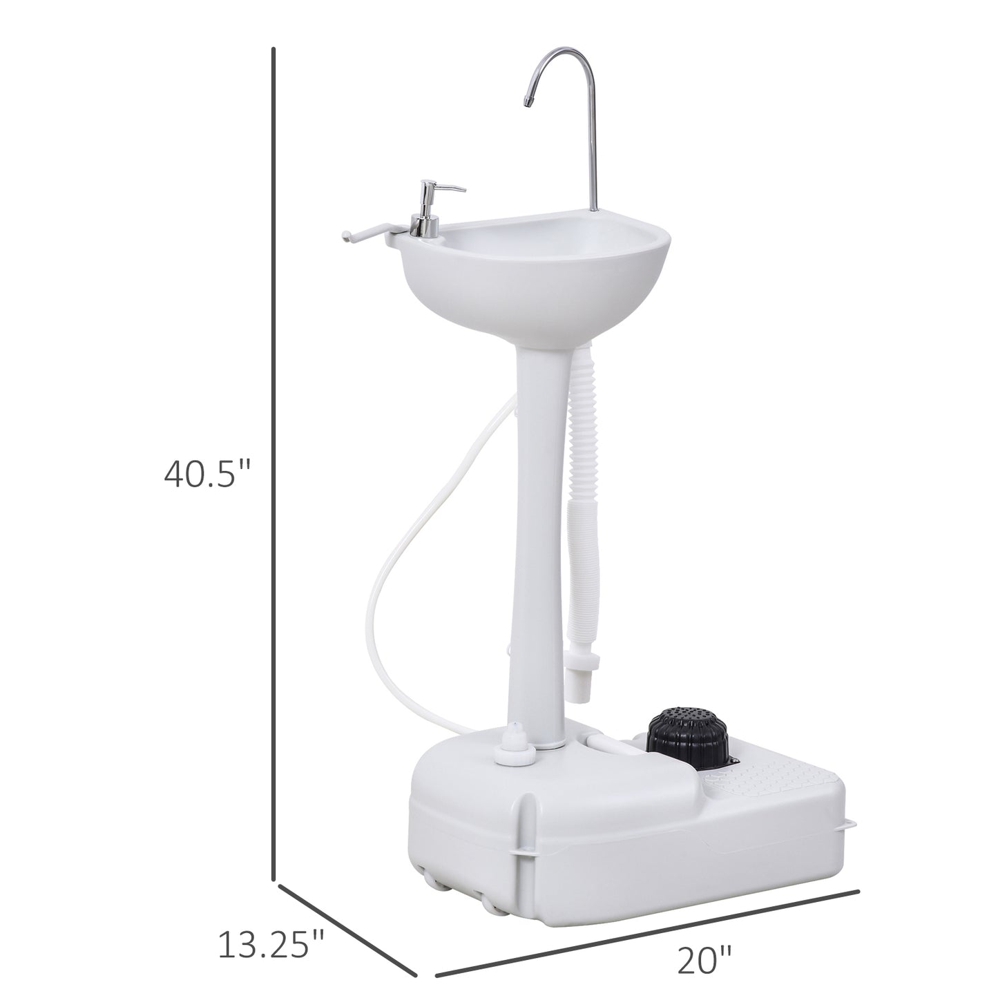 Portable Hand Washing Station, Handwashing Station Basin With 4.5 Gallon Tank, Rolling Wheels, Soap Dispenser, Towel Holder For RV, Outdoor Events, Gatherings, HDPE, White