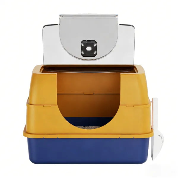 Galaxy Enclosed Orange Cat Litter Box, Sealed To Prevent Odors And Sanding, Stable And Durable, Suitable For Pet Families Worldwide