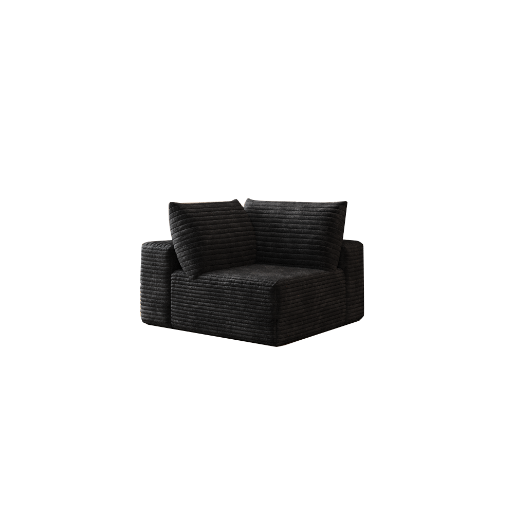 Cloud Sectional Couch,Modern Modular Sofa With Deep Seat, Upholstered Couches For Living Room Bedroom,No Assembly Required,Black Plush Corduroy Fabric