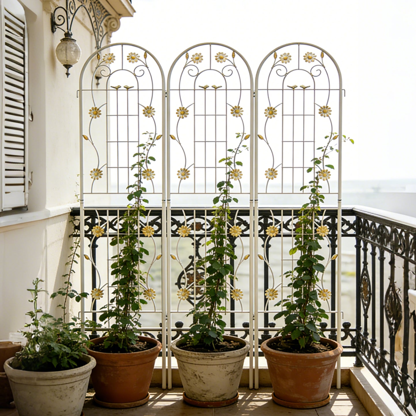 2 Pack Metal Garden Trellis 71  X 19.7  Rustproof Trellis For Climbing Plants Outdoor Flower Support Cream White