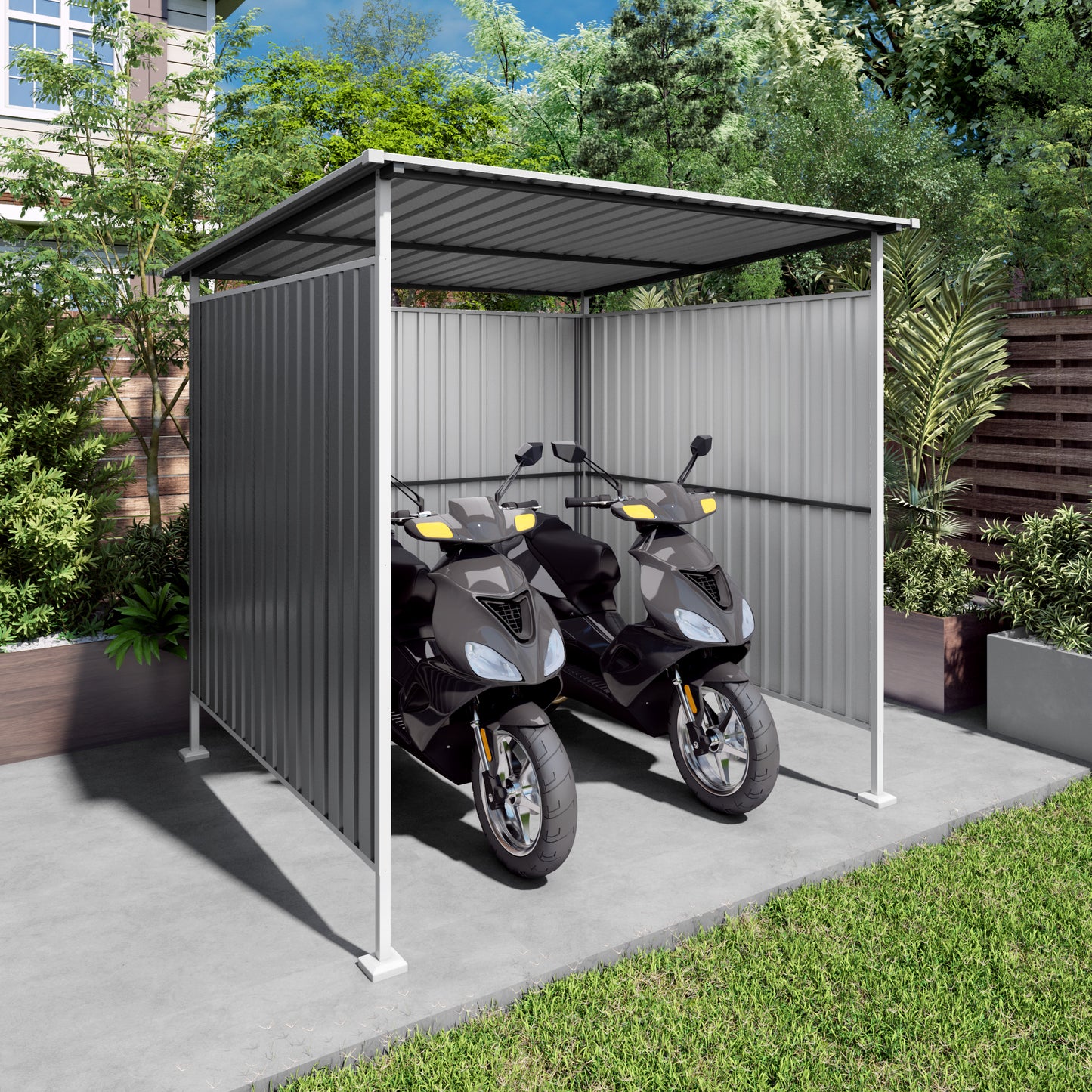 6x6FT Outdoor Pergola For Patio,Bike Storage Shed,Lean To Hardtop Grill Gazebo, Metal Pergolas And Gazebos,Year-Round Metal Gazebo Heavy Duty Awnings For Patio, Decks,Lawn, Backyard