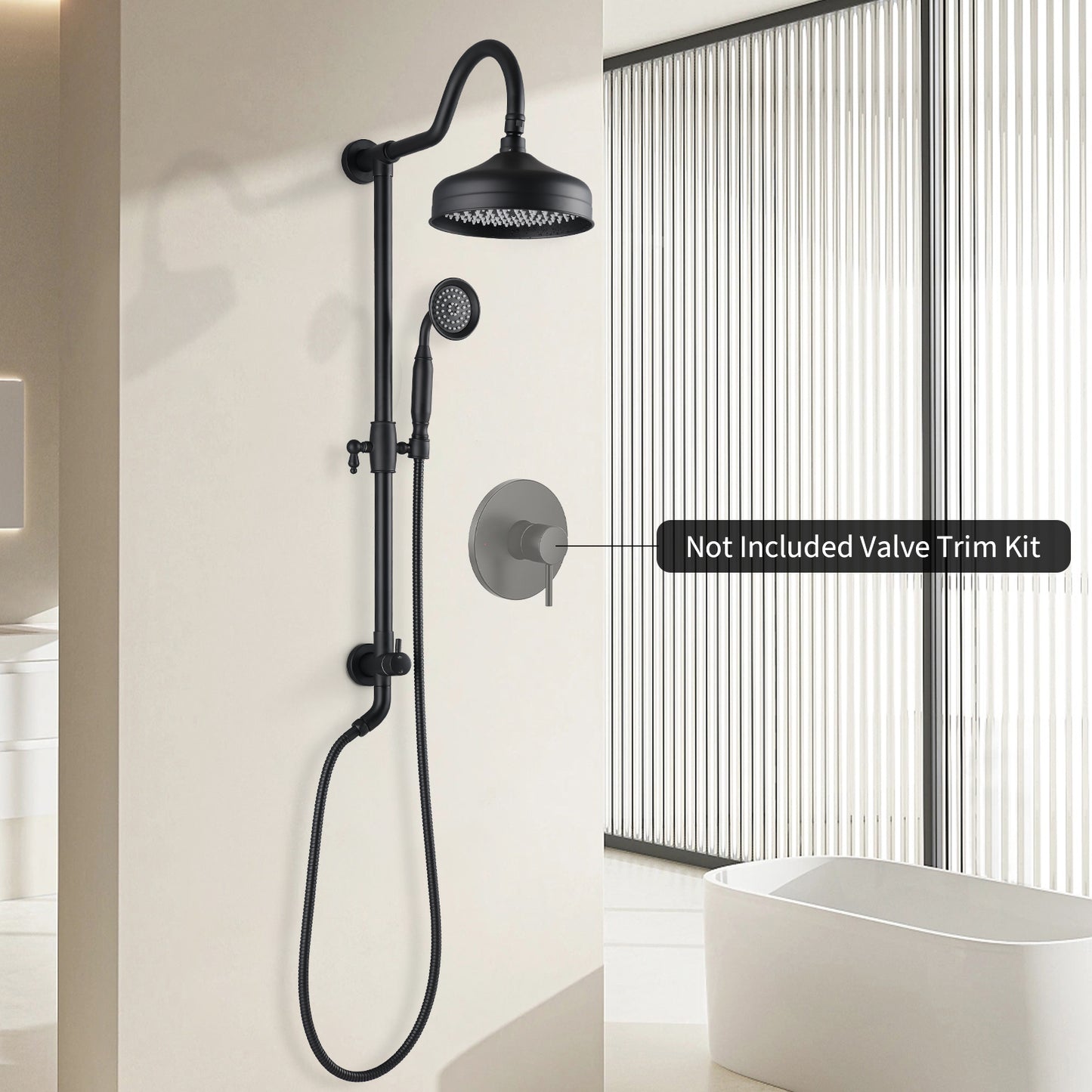Shower Head With Handheld Shower System With 8  Rainfall Shower Head, Dual Shower Combo
