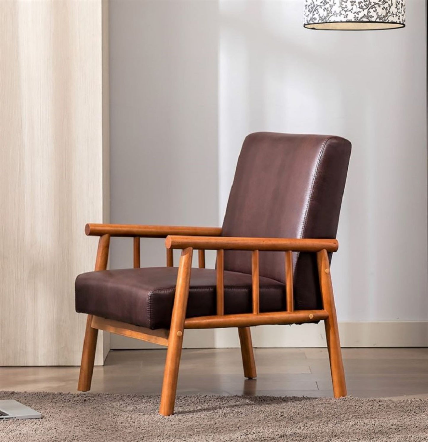 25     Wide Classic Mid-Century Modern Arm Chair, Dark Brown
