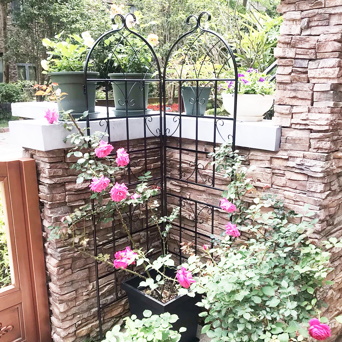 4 Pack Metal Garden Trellis 71  X 19.7  Rustproof Trellis For Climbing Plants Outdoor Flower Support Black