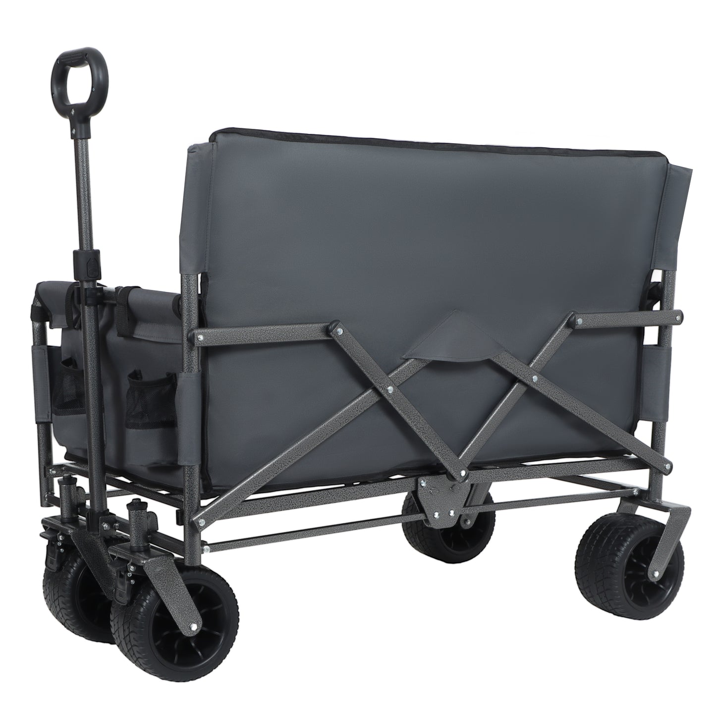 3- In- 1 Convertible Folding Wagon Cart With Bench Seat & Storage -  500lbs Heavy- Duty Utility Wagon  180L Capacity All- Terrain Wheels For Camping  Beach  Sports  Garden  Gray