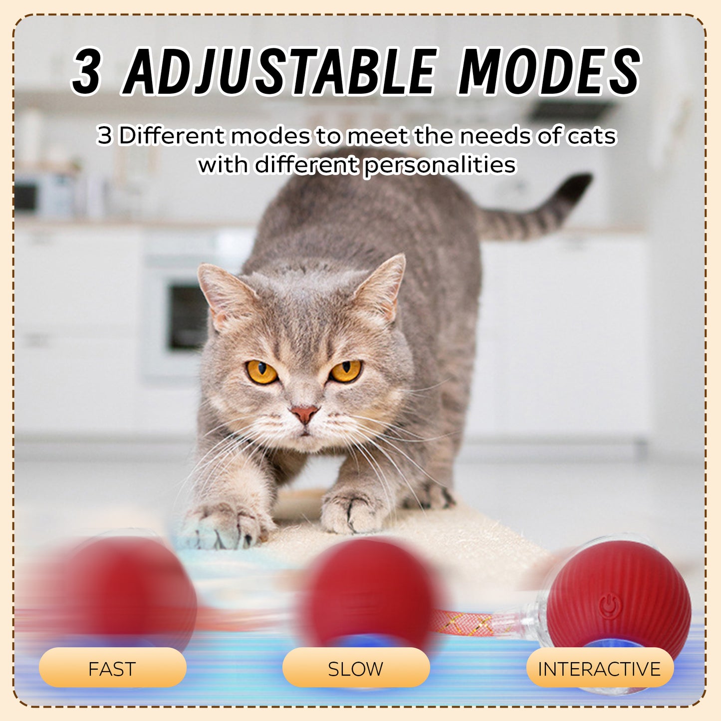 Interactive Toys Ball For Cats, Dog,Agile Moving Cat Ball With ElasticMesh Tail