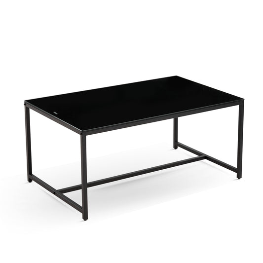 Black Glass CoffeeTable, Small Tea Table, Glass With Metal Legs Sofa Table
