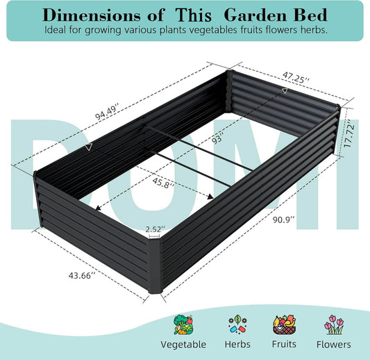 8x4x1.5 Ft Galvanized Raised Garden Bed, Outdoor Planter Garden Boxes Large Metal Planter Box For Gardening Vegetables Fruits Flowers, Dark Grey