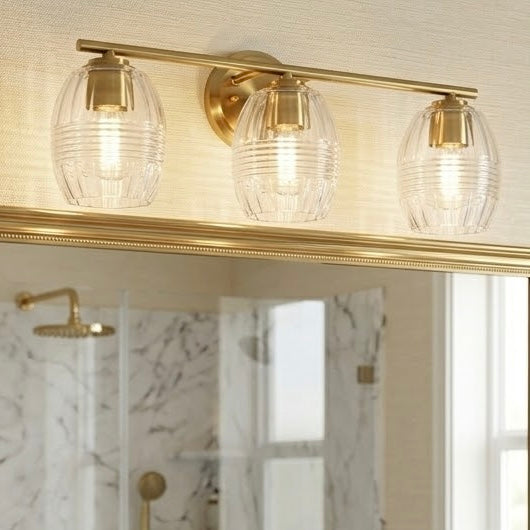 Luster Three Lights Vanity With Clear Glass For Bathrooms Above Mirror  Wall Lamp - Satin Brass