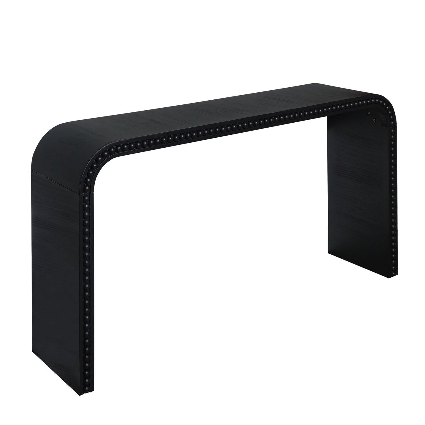 Black Wood Console Table, 59in Entryway Table, Curved Waterfall-style Table,Console Table With Wood Beads,Entrance Table For Entryway, Hallway, Living Room, Foyer, Corridor, Office
