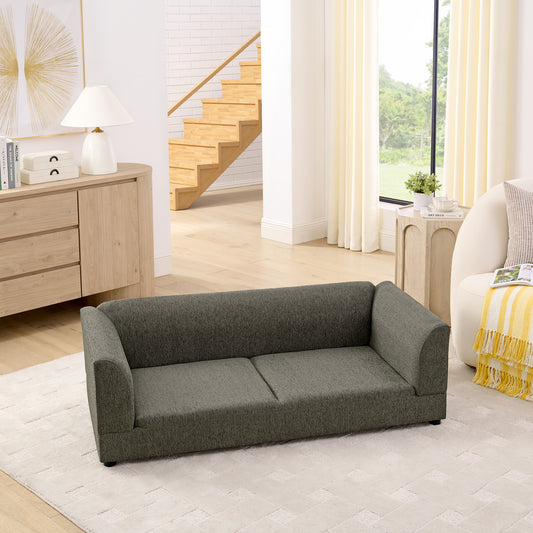 Comfortable Oversized Pet Sofa For Medium Large Dogs - Modern Rectangular Design With Backrest, Armrests & Soft Cushion -Dark Gray 56.x26x17