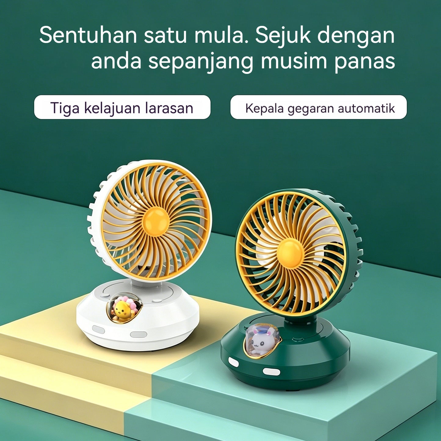 Shaking Head Fan White Li-On Rechargeable
