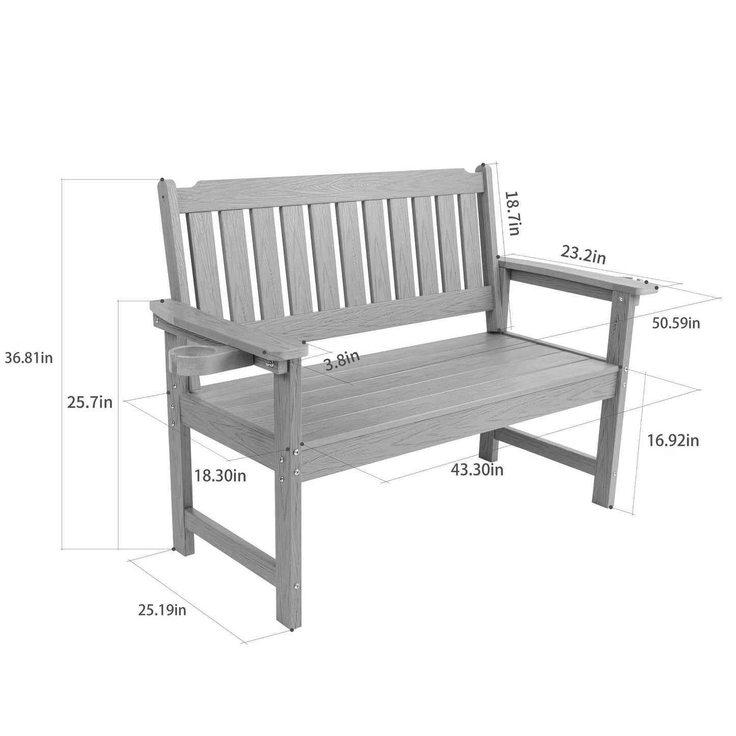 Weather Resistant Garden Bench For Patio Porch Park Outdoor Resting Areas,HIPS Material