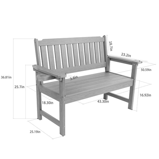 Weather Resistant Garden Bench For Patio Porch Park Outdoor Resting Areas,HIPS Material