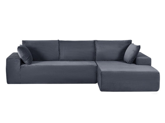 CozyForm Convertible Sectional Sofa In Soft Corduroy, Modern Comfy Couch With Full Foam Cushioning, Cozy Sleeper Sectional For Living Room, Bedroom, No Assembly Required, Dark Gray - Right Facing
