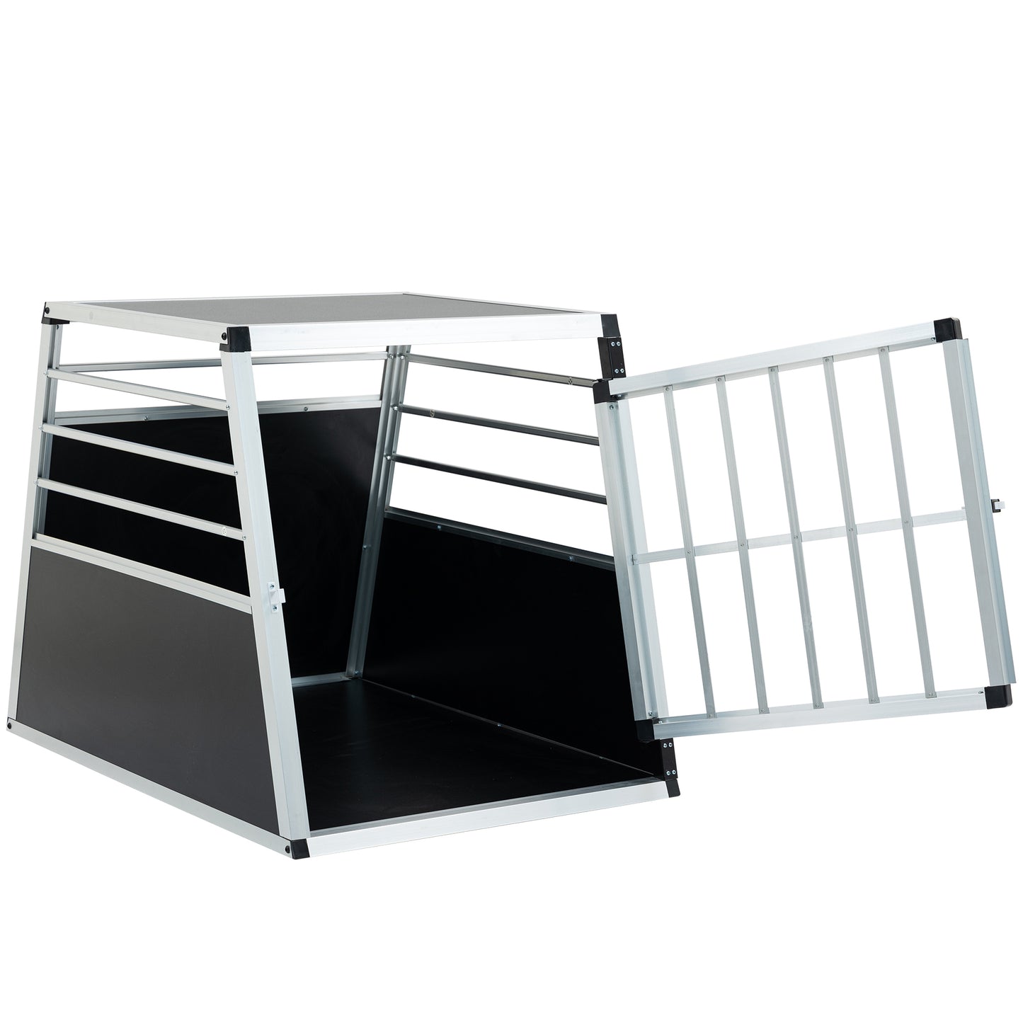 Aluminum Transport Box 35 X25 X 27 In, Aluminum Car Transport Box Travel Transport Box For Dogs And Cats, Black And Silver