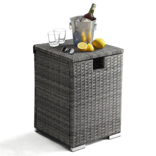 Gas Cylinder Storage - Gray Gradient Rattan - 40x40x57cm - Rattan Edge Table