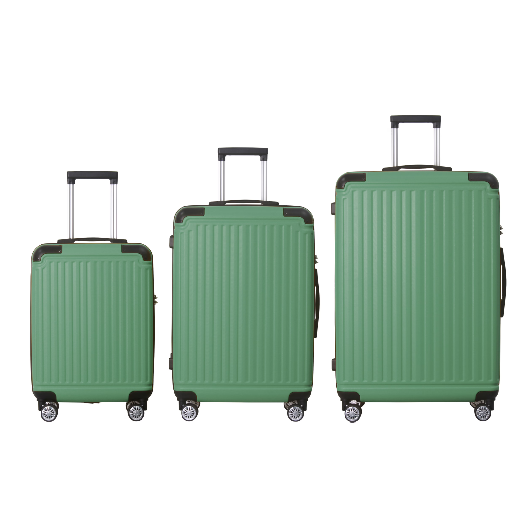 Fruit Green 3-Piece Premium ABS Luggage Set-20 , 24 , And 28  Suitcases With Multi-Position Handle, Silent Spinner Wheels, And TSA-Approved Lock-Durable, Stylish, And Spacious Travel Gear