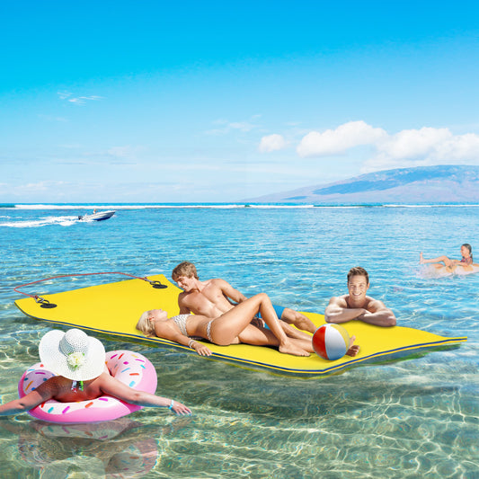 9' X 6' Lily Pad Water Mat For 2 Adults, Floating Water Pad For Lake, Pool, Ocean, Beach, And Boating, Yellow
