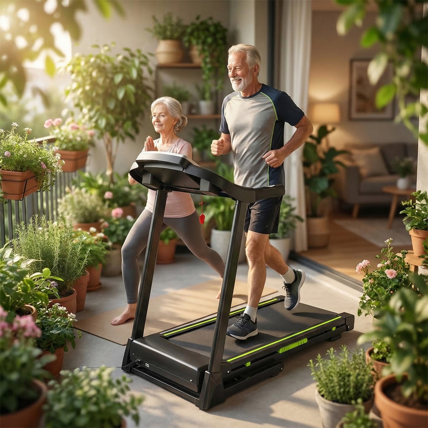 3.5  Portable Foldable Treadmill With Handles  Slope Home Walking Running Treadmill 0.5-7.5 MPH 330 Lb Weight Capacity
