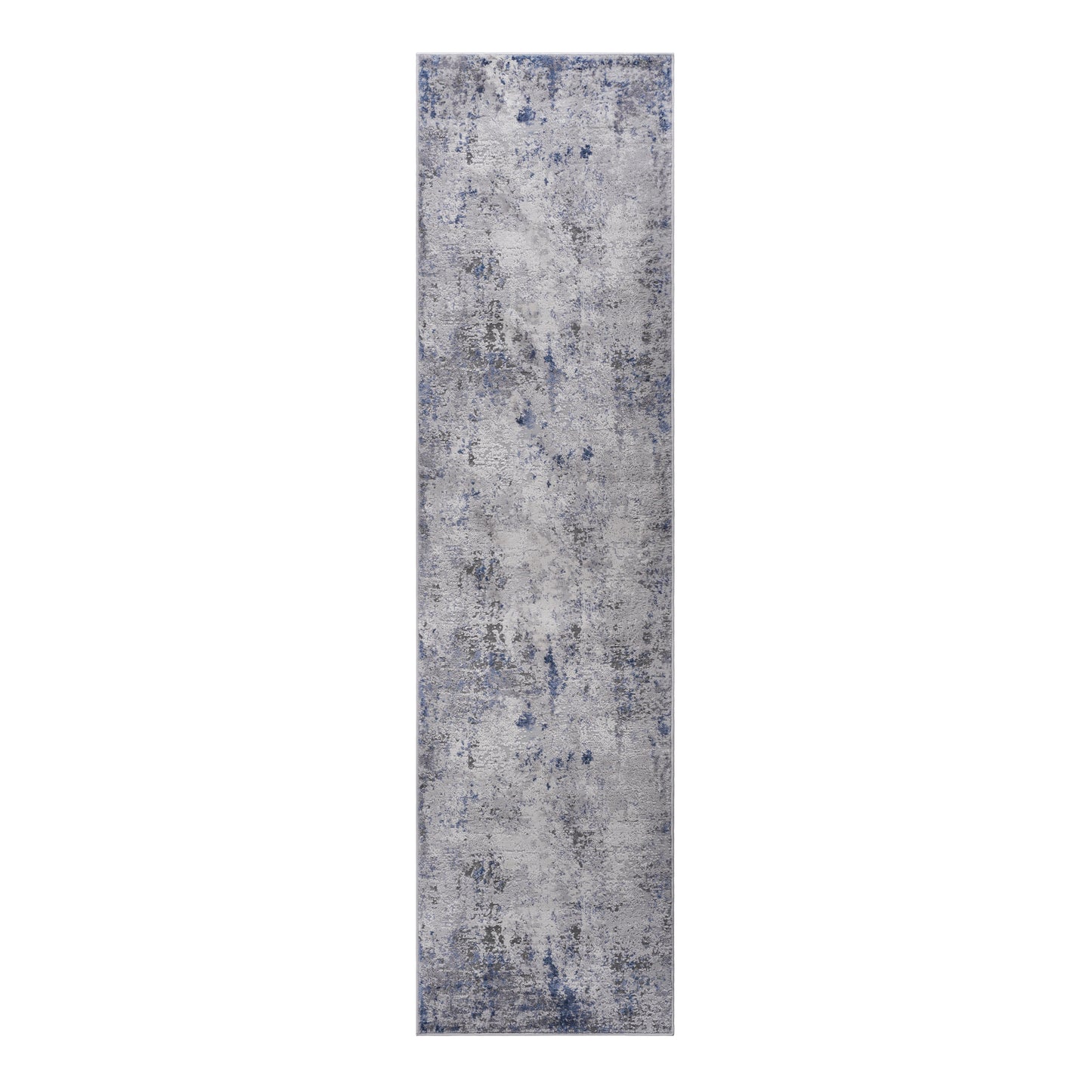 MARFI 2X8 Silver  Blue  Abstract Runner Rug