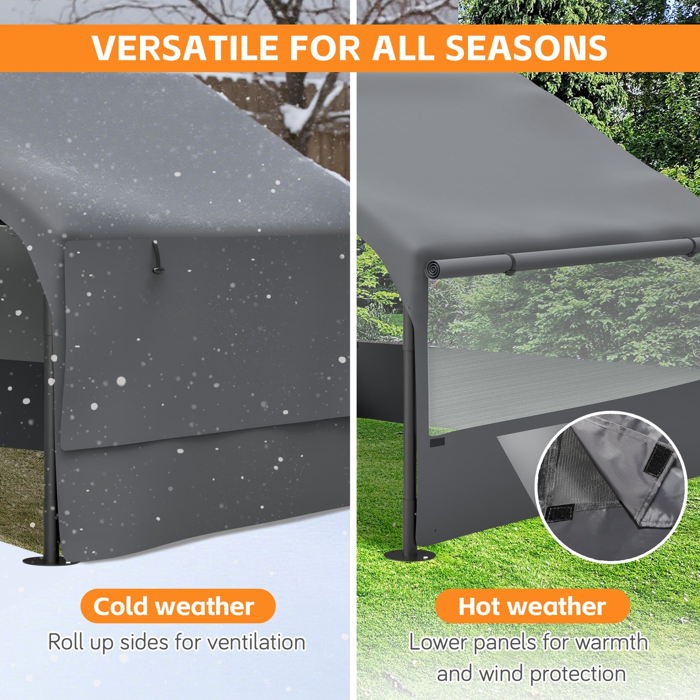 Extra Large Outdoor Dog House Tent With 3-Sided Mesh Windows, Breathable Sun Rain Cover Pet Shelter With Canopy And Ground Stakes For Dogs, Cats, Livestock 4 X 4 X 3.3, Gray