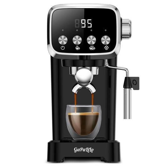 20 BAR Slim Espresso Machine With Milk Frother, Cup Warmer, 43 OZ Detachable Tank, For Espresso, Americano, Latte, Space-Saving, Screen Button, Black, Amazon Resale Prohibited