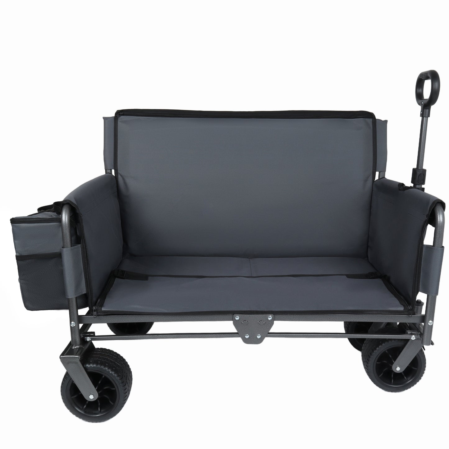 3-in-1 Folding Wagon Cart With Bench Seat & Storage Patent Protection - Includes 1 Ice Pack 500lbs Heavy- Duty Utility Wagon 180L Capacity All- Terrain Wheels For Camping Beach Sports Garden Gray