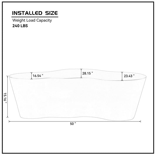 50 Inch Unique Shape Coffee Table Sturdy Fiberglass Tea Table For Living Room No Need Assembly BROWN