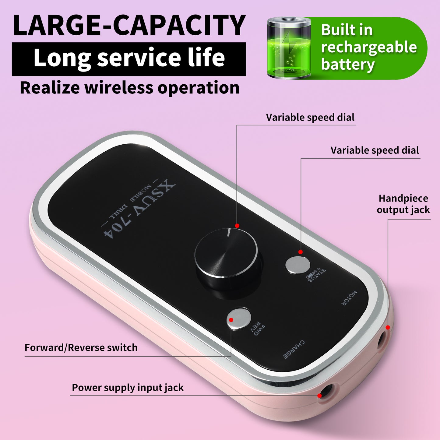 Professional Rechargeable Electric Nail Drill 40000 RPM, Portable Nail File With Storage Stand For Acrylic Gel Polishing Removing - Easy To Use For Women, Manicure At Home DIY Or Salon