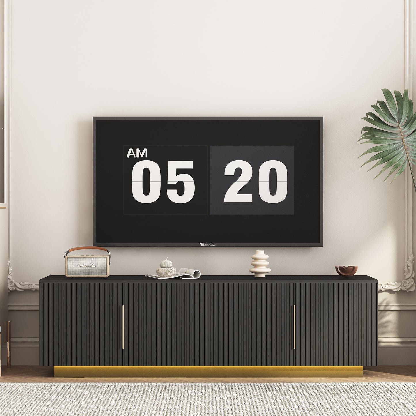 TV Stand  With 16 Color LEDs,68  Modern TV Stand,  TV Cabinet Entertainment Center For 55 60 65 Inch TV