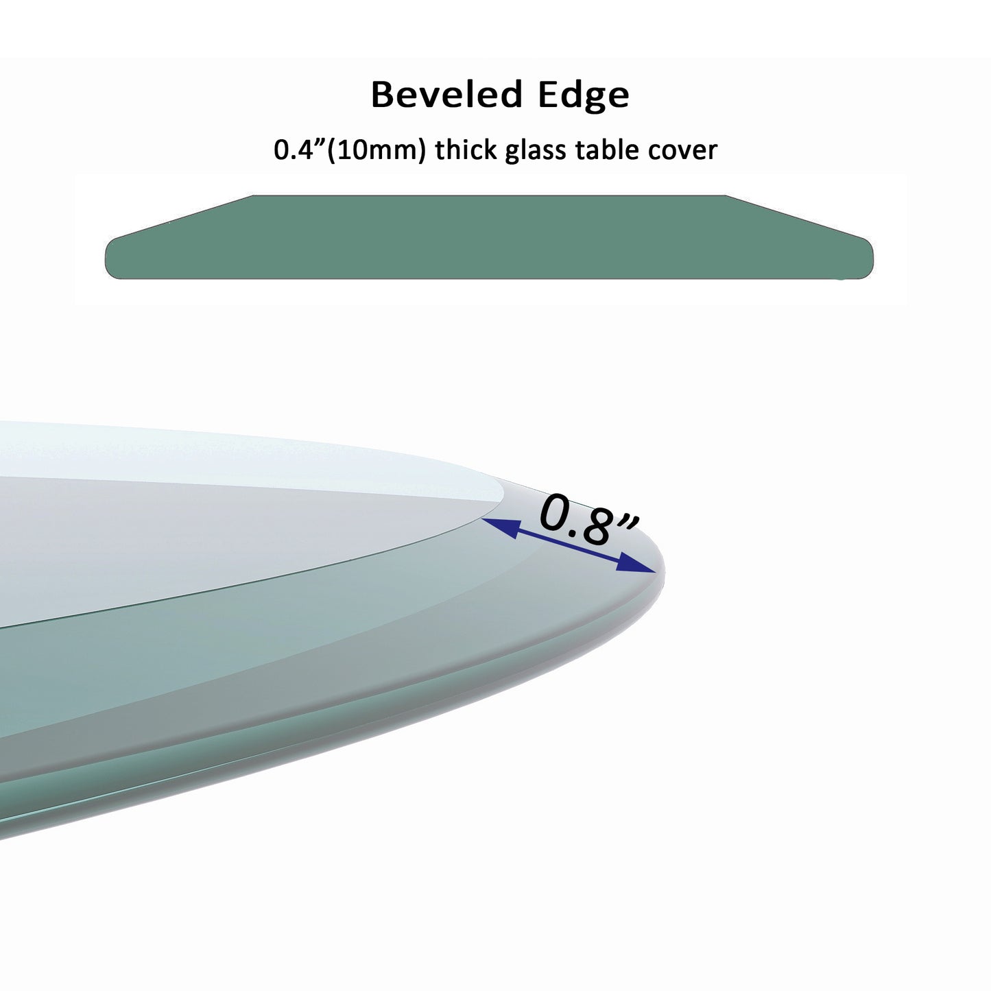 24  Round Tempered Glass Table Top Clear Glass 2 5 Inch Thick Beveled Polished Edge
