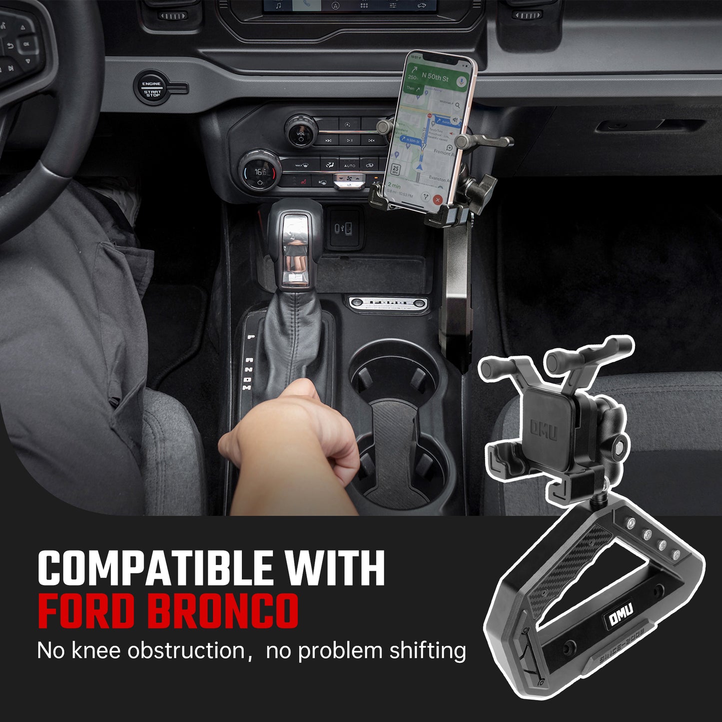 Center Console Grab Handle With Phone Holder For Ford Bronco 2021