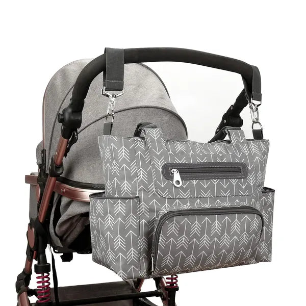 8Pcs Baby Nappy Diaper Bags Set For Mom Dad Mummy Handbags Multifunctional Diaper Changing Bags With Bottle Bag Mesh Bag Purse Diaper Pad 2 Burp Cloths 2 Hook Straps