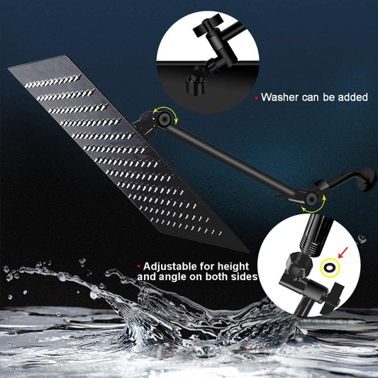 10  Square Rainfall & High Pressure Stainless Steel Bath Shower Head  Matte Black