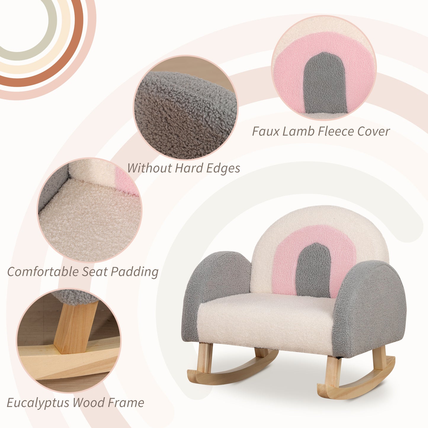Kids Sofa, Rocking Toddler Sofa Chair, Gift For 18-36 Months, Gray