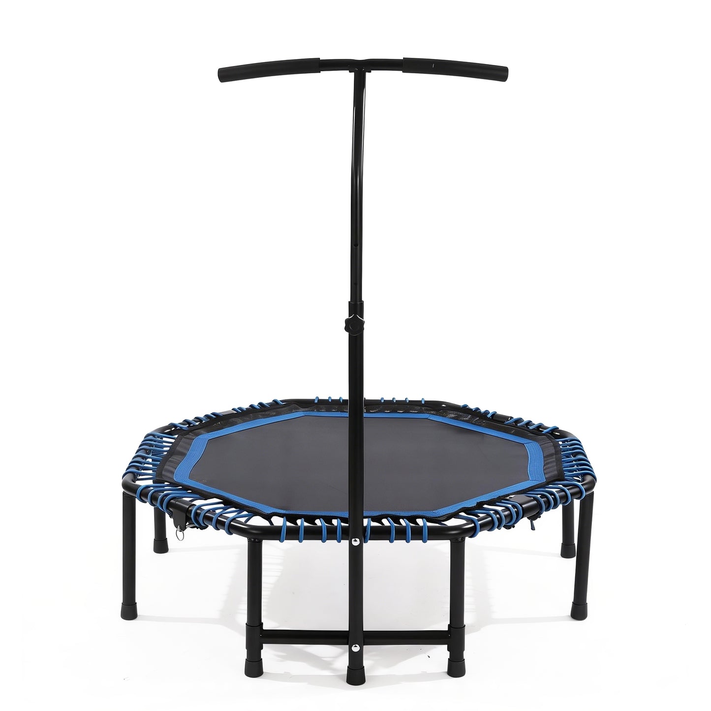 48 Inch Foldable Fitness Trampoline With Adjustable Handlebar For Adults, Max Load 450lbs,With Durable Bungee Ropes,Stable & Quiet, Rebounder For Cardio & Strength Training, Home Gym,Jumping Exercise