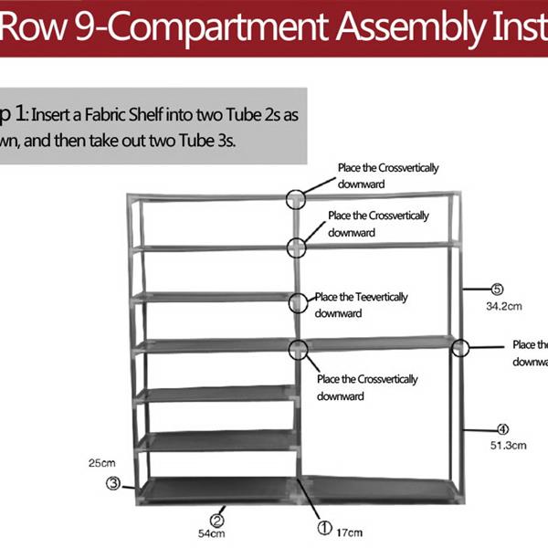 Double Row 9-grid Non-woven Shoe Cabinet