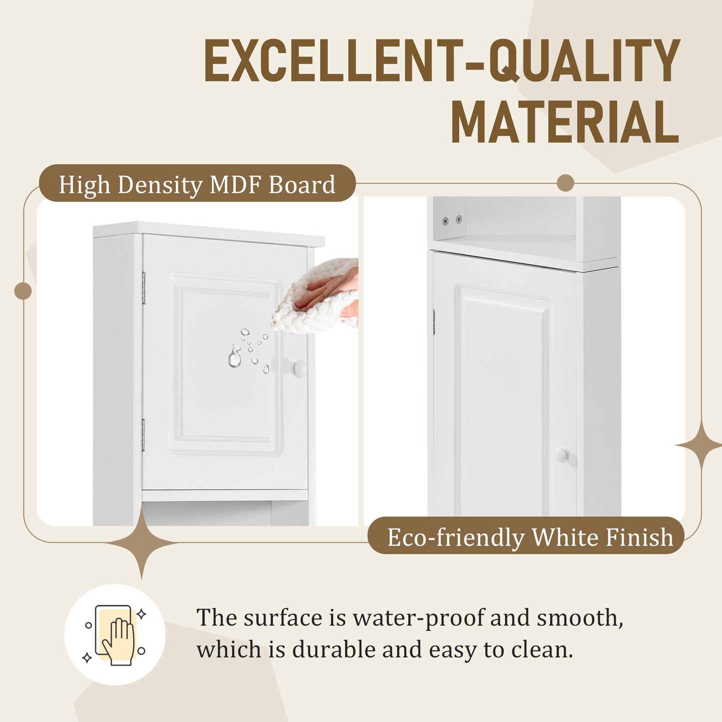 Multi-Functional Corner Cabinet Tall Bathroom Storage Cabinet With Two Doors And Adjustable Shelves, Open Shelf, White Old