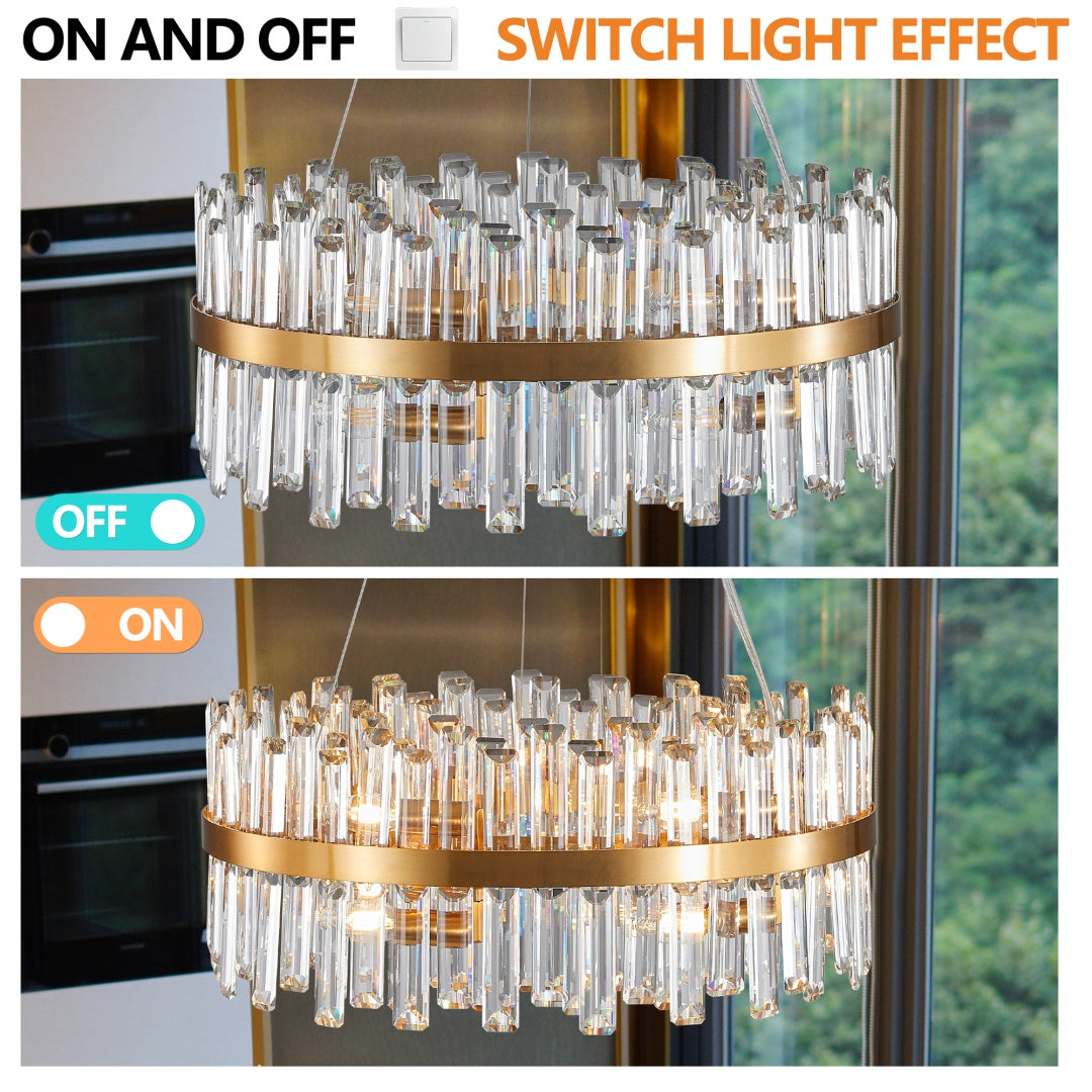23.6 Inches Luxury Chandeliers Crystal Living Room Bedroom Decorative Lights Simple Modern Dining Room LED Lighting,for Home Decor  Bulbs Not Included