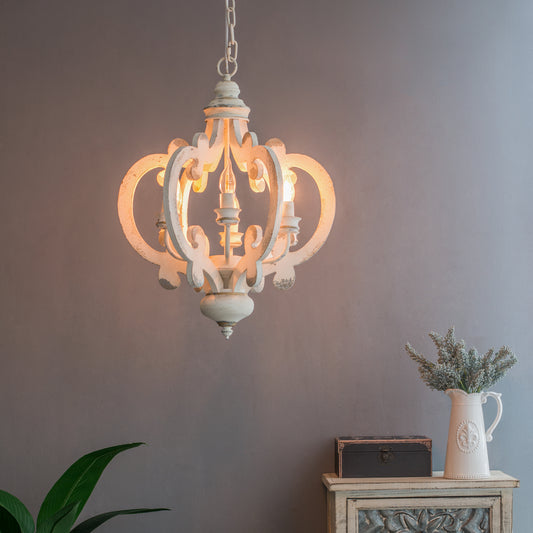 French Country Wood Chandelier  6- Light Farmhouse Pendant Light Fixture With Adjustable Chain For Kitchen Foyer Hallway Entryway  Bulb Not Included