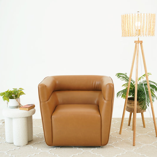Callan Swivel Chair - Vegan Tan Leather